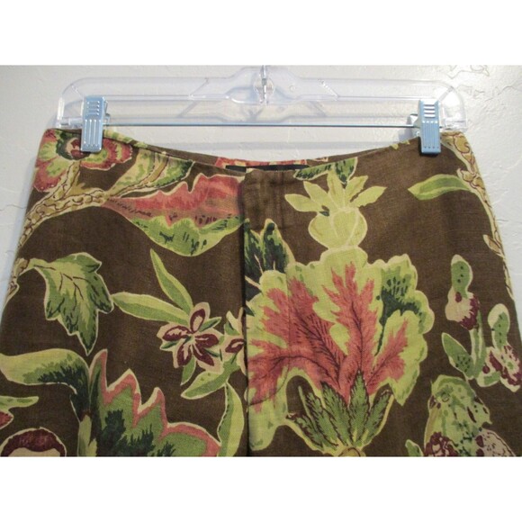 Ralph Lauren Womens Sz 6 100% Linen Floral Pants Bottoms Brown Made in USA - Picture 3 of 6